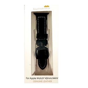 Royal Individual Genuine Black Leather Watch Band